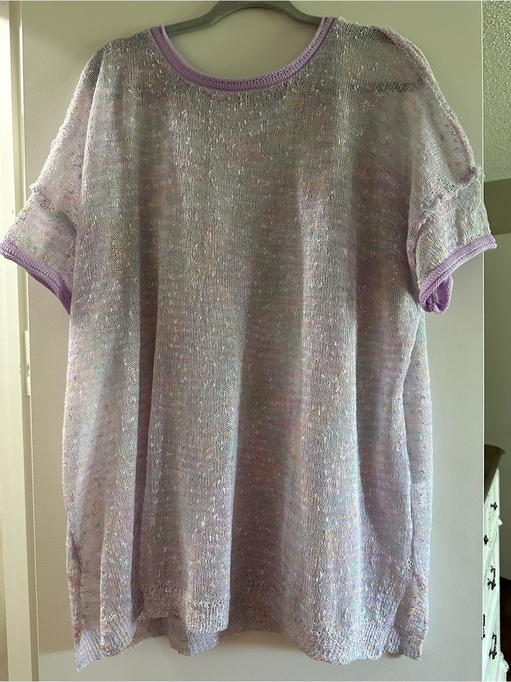 Easel Lavender Multicolor Speckled Knit Tee